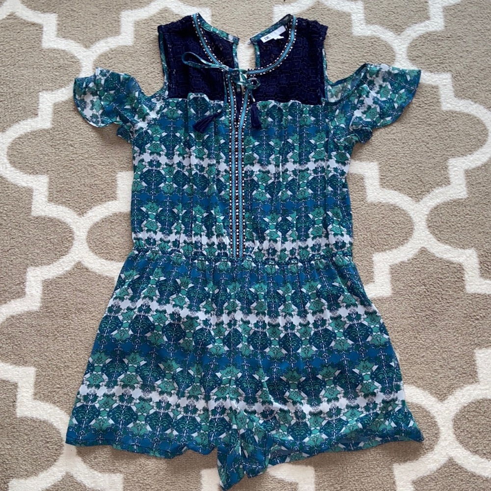 Blue and green romper